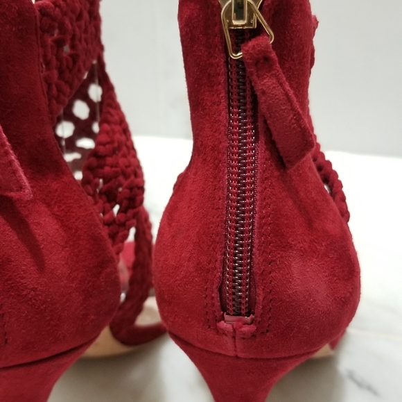 Sandro Red Agate Suede Braid Stiletto Sandals 10 - Picture 12 of 15